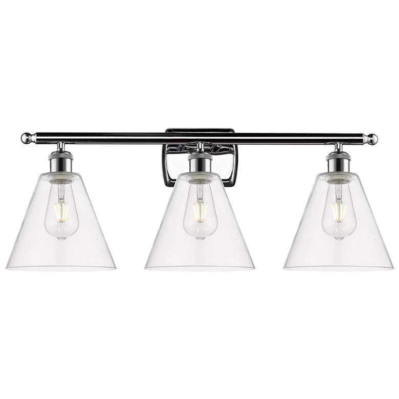 Image 1 Berkshire 3 Light 28" LED Bath Light - Polished Chrome - Clear Shade
