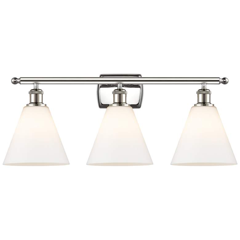 Image 1 Berkshire 3 Light 28" LED Bath Light - Polished Nickel - Matte White S