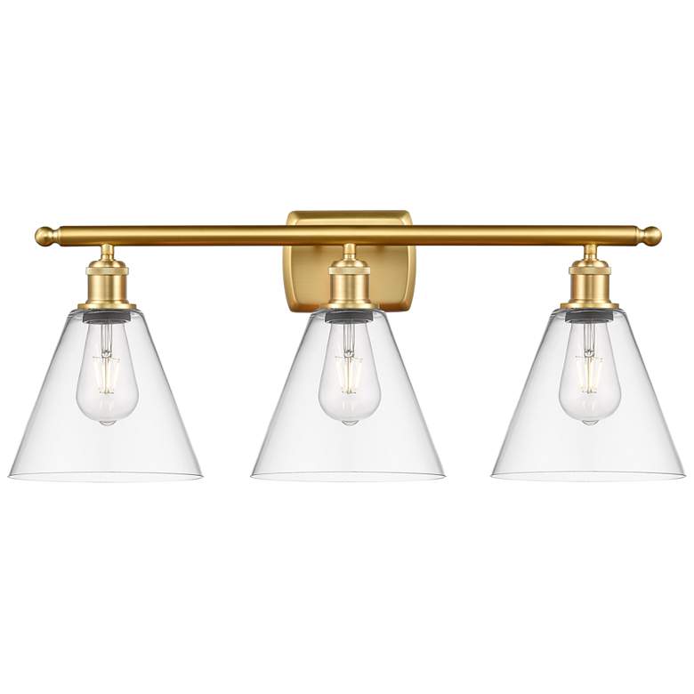 Image 1 Berkshire 3 Light 28" LED Bath Light - Satin Gold - Clear Shade