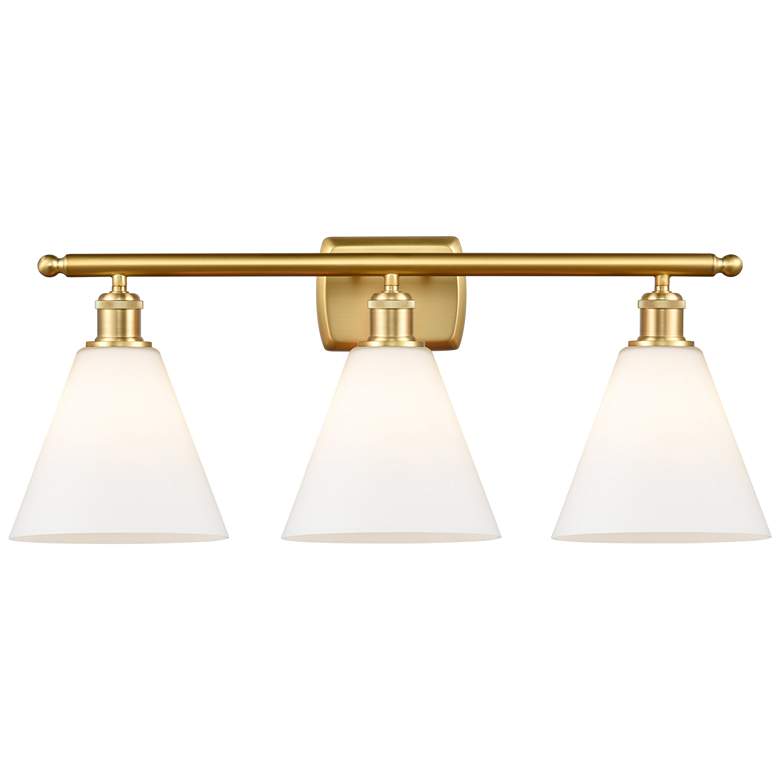 Image 1 Berkshire 3 Light 28" LED Bath Light - Satin Gold - Matte White Shade