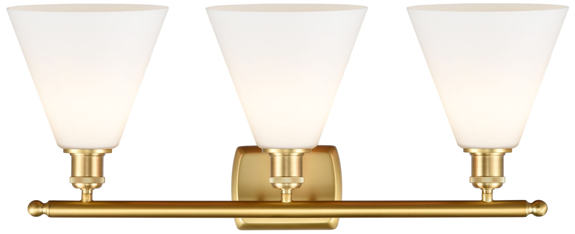 Image 2 Berkshire 3 Light 28" LED Bath Light - Satin Gold - Matte White Shade more views