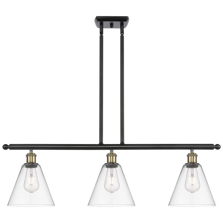 Image 1 Berkshire 3 Light 36" Island Light - Black Antique Brass - Clear Shad