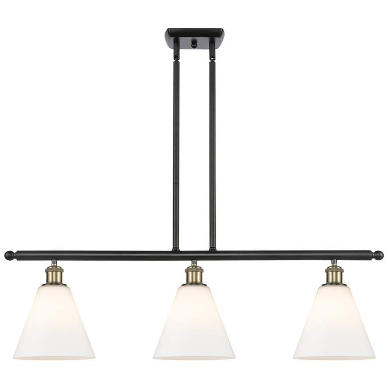 Image 1 Berkshire 3 Light 36" Island Light - Black Antique Brass - Matte Whit
