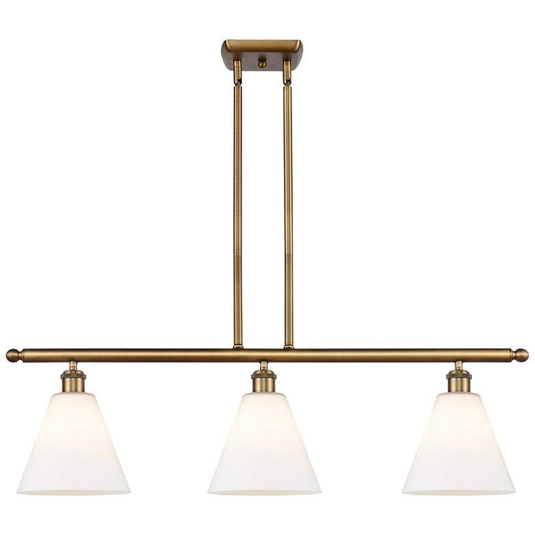 Image 1 Berkshire 3 Light 36" Island Light - Brushed Brass - Matte White Shad