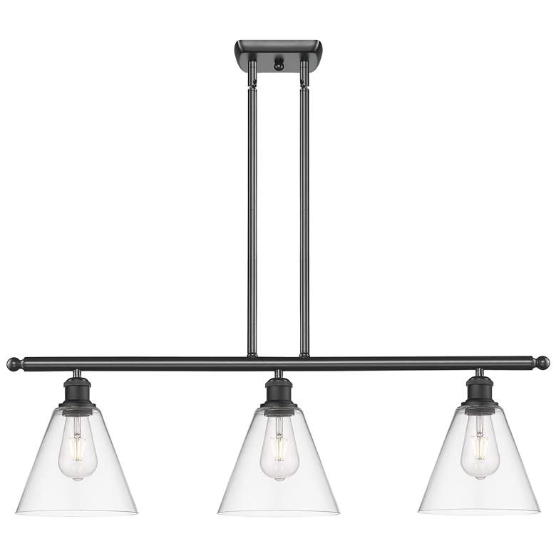 Image 1 Berkshire 3 Light 36" Island Light - Matte Black - Clear Shade