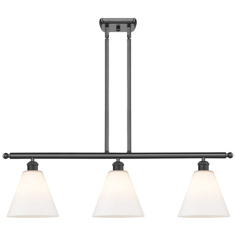 Image 1 Berkshire 3 Light 36" Island Light - Matte Black - Matte White Shade