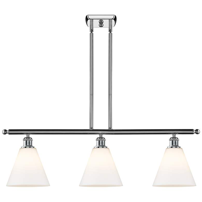 Image 1 Berkshire 3 Light 36" Island Light - Polished Chrome - Matte White Sh