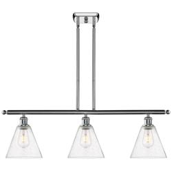 Berkshire 3 Light 36" Island Light - Polished Chrome  - Seedy Shade