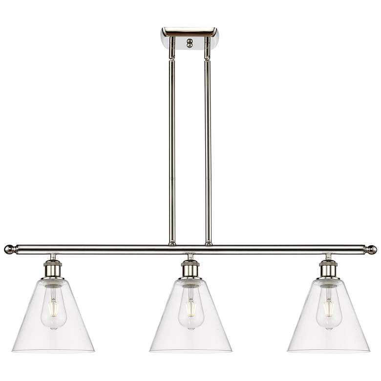 Image 1 Berkshire 3 Light 36" Island Light - Polished Nickel - Clear Shade
