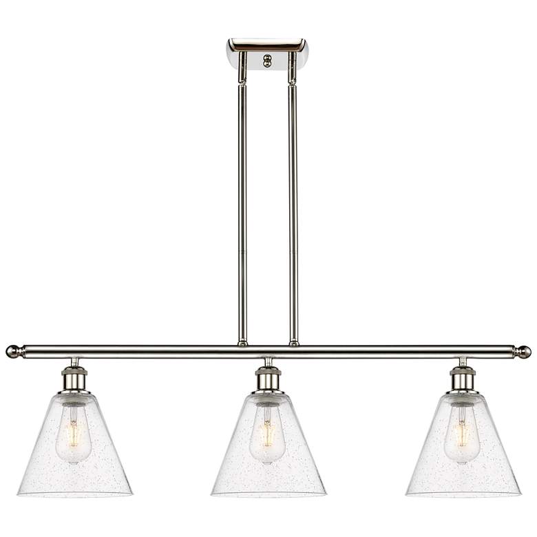 Image 1 Berkshire 3 Light 36" Island Light - Polished Nickel  - Seedy Shade