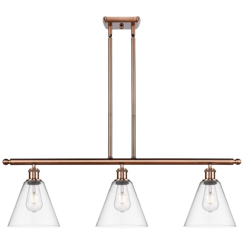 Image 1 Berkshire 3 Light 36" LED Island Light - Antique Copper - Clear Shade