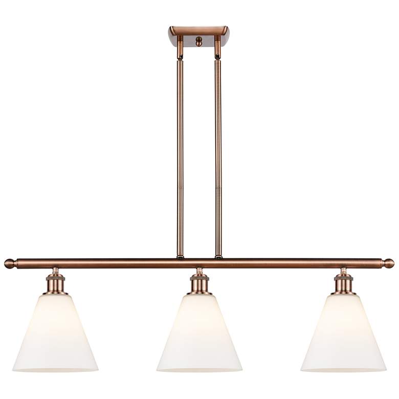 Image 1 Berkshire 3 Light 36" LED Island Light - Antique Copper - Matte White
