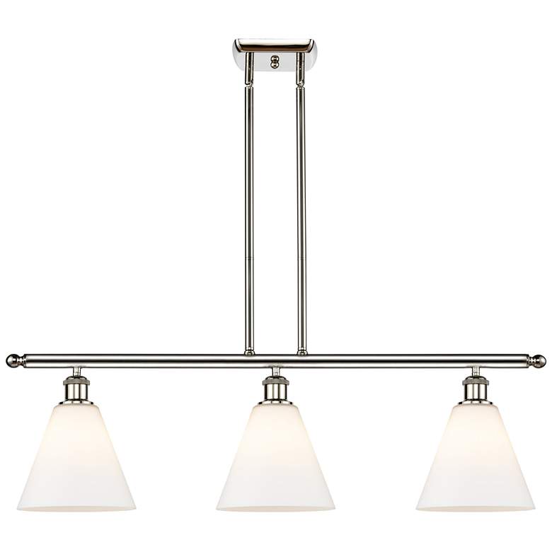Image 1 Berkshire 3 Light 36" LED Island Light - Polished Nickel - Matte Whit