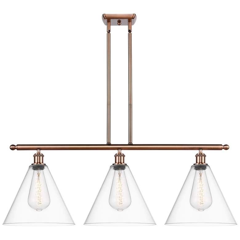 Image 1 Berkshire 3 Light 39" Island Light - Antique Copper - Clear Shade