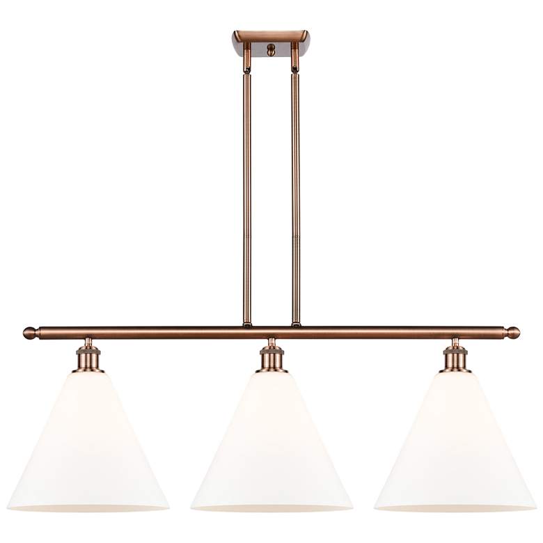 Image 1 Berkshire 3 Light 39" Island Light - Antique Copper - Matte White Sha