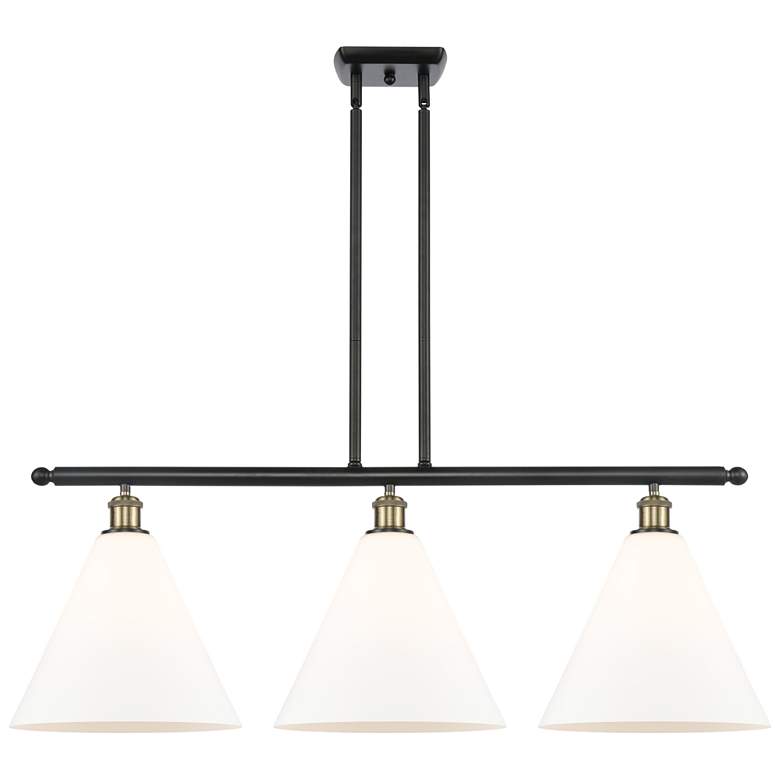 Image 1 Berkshire 3 Light 39" Island Light - Black Antique Brass - Matte Whit
