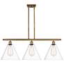 Berkshire 3 Light 39" Island Light - Brushed Brass  - Clear Shade