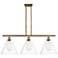 Berkshire 3 Light 39" Island Light - Brushed Brass  - Clear Shade
