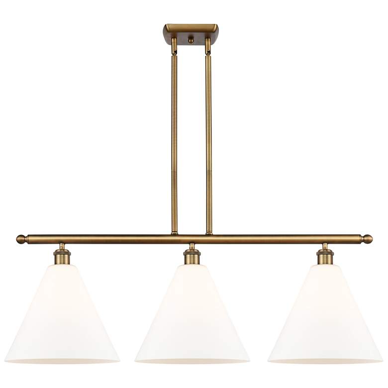 Image 1 Berkshire 3 Light 39" Island Light - Brushed Brass - Matte White Shad