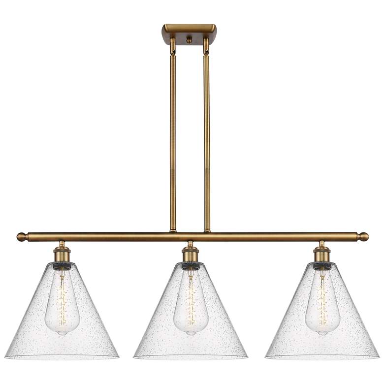 Image 1 Berkshire 3 Light 39" Island Light - Brushed Brass  - Seedy Shade
