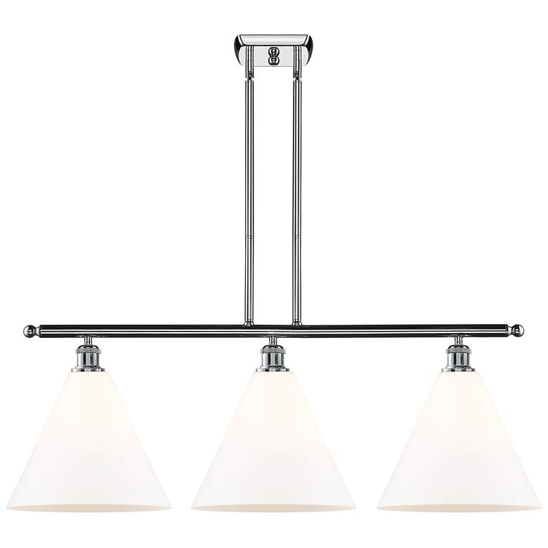 Image 1 Berkshire 3 Light 39" Island Light - Polished Chrome - Matte White Sh