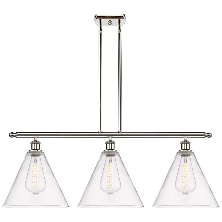 Image 1 Berkshire 3 Light 39" Island Light - Polished Nickel - Clear Shade