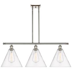 Berkshire 3 Light 39" Island Light - Polished Nickel  - Clear Shade