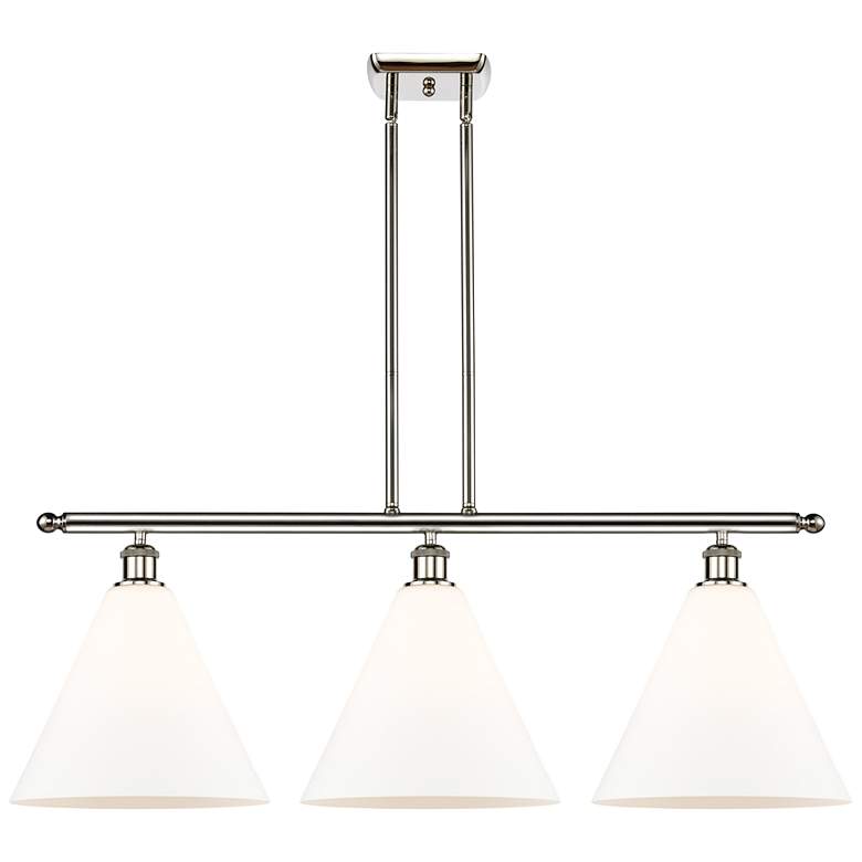 Image 1 Berkshire 3 Light 39" Island Light - Polished Nickel - Matte White Sh