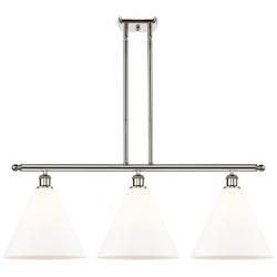 Berkshire 3 Light 39" Island Light - Polished Nickel  - Matte White Sh