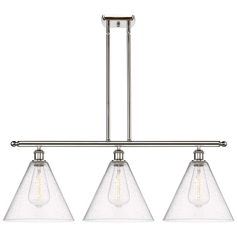 Image 1 Berkshire 3 Light 39" Island Light - Polished Nickel - Seedy Shade