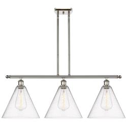 Berkshire 3 Light 39" Island Light - Polished Nickel  - Seedy Shade