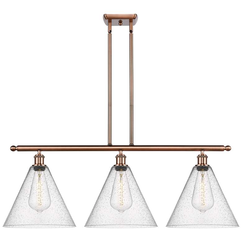 Image 1 Berkshire 3 Light 39 inch LED Island Light - Antique Copper  - Seedy Shade