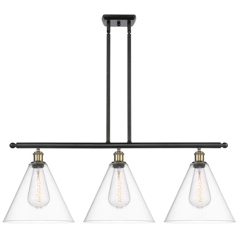 Image 1 Berkshire 3 Light 39" LED Island Light - Black Antique Brass - Clear