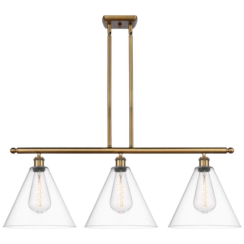 Image 1 Berkshire 3 Light 39" LED Island Light - Brushed Brass - Clear Shade