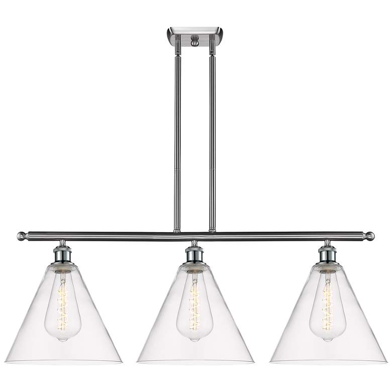 Image 1 Berkshire 3 Light 39" LED Island Light - Brushed Satin Nickel - Clear