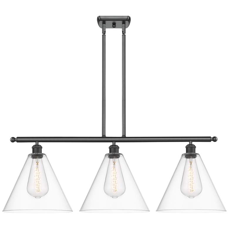 Image 1 Berkshire 3 Light 39" LED Island Light - Matte Black - Clear Shade