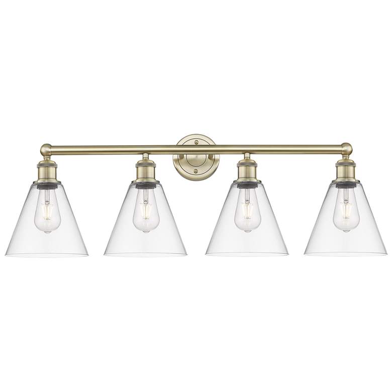 Image 1 Berkshire 35" Wide 4 Light Antique Brass Bath Vanity Light With Clear