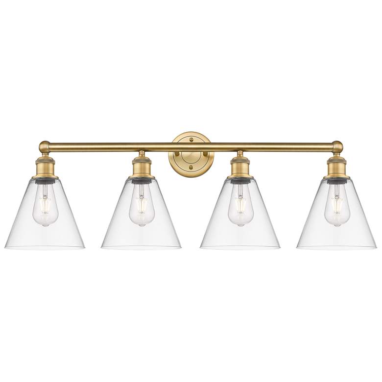 Image 1 Berkshire 35" Wide 4 Light Brushed Brass Bath Vanity Light With Clear