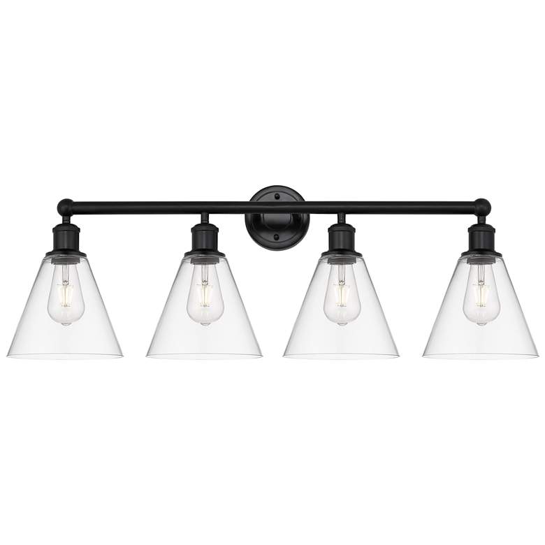 Image 1 Berkshire 35" Wide 4 Light Matte Black Bath Vanity Light With Clear Sh