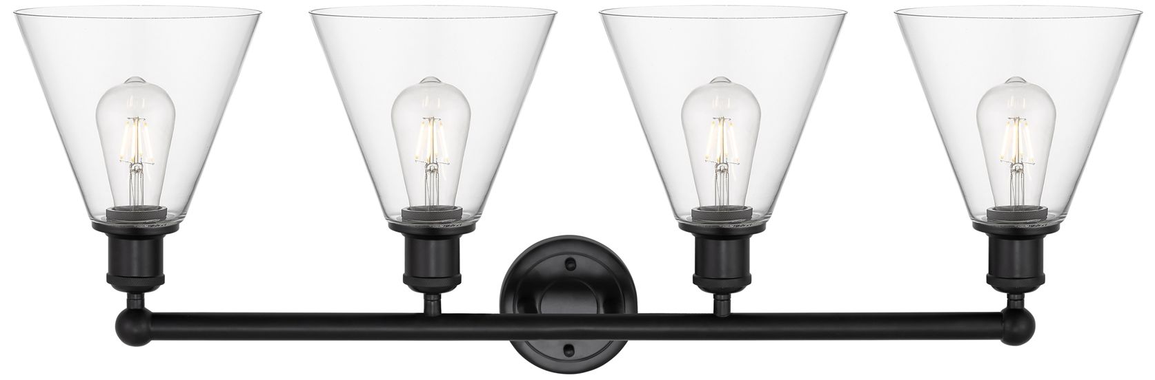 Image 2 Berkshire 35" Wide 4 Light Matte Black Bath Vanity Light With Clear Sh more views