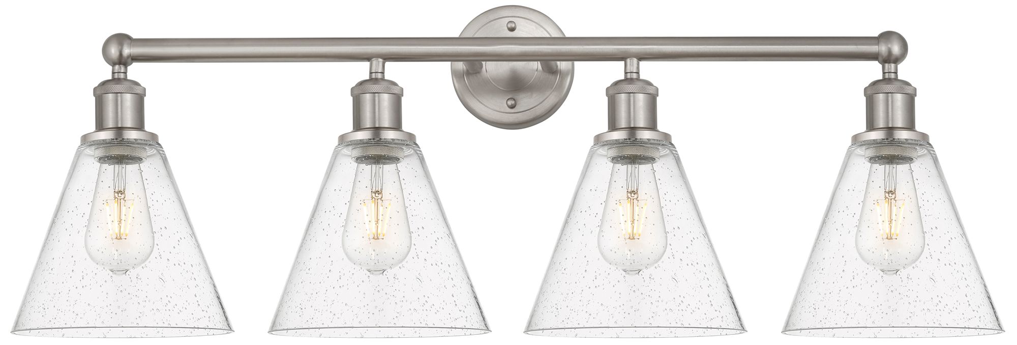 Berkshire 35" Wide 4 Light Satin Nickel Bath Vanity Light With Seedy S