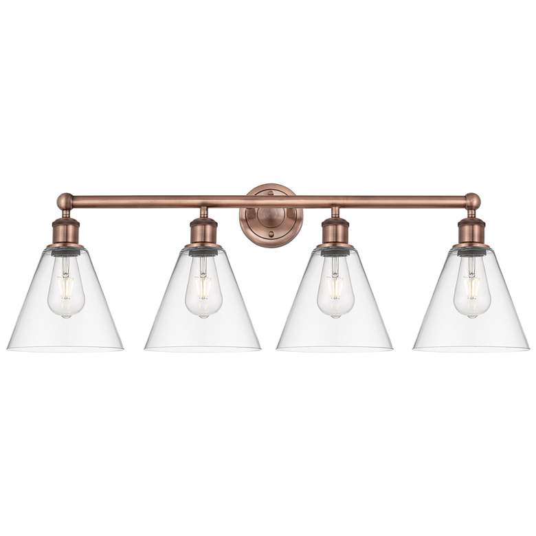 Image 1 Berkshire 35"W 4 Light Antique Copper Bath Vanity Light With Clear Sha