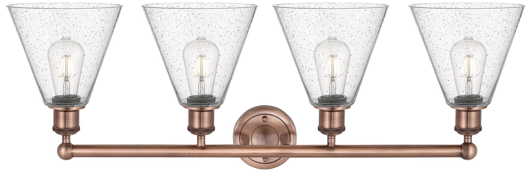 Image 2 Berkshire 35"W 4 Light Antique Copper Bath Vanity Light With Seedy Sha more views