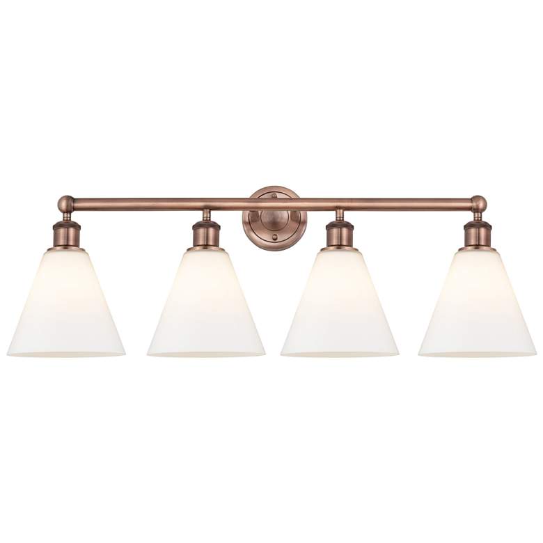 Image 1 Berkshire 35"W 4 Light Antique Copper Bath Vanity Light With White Sha