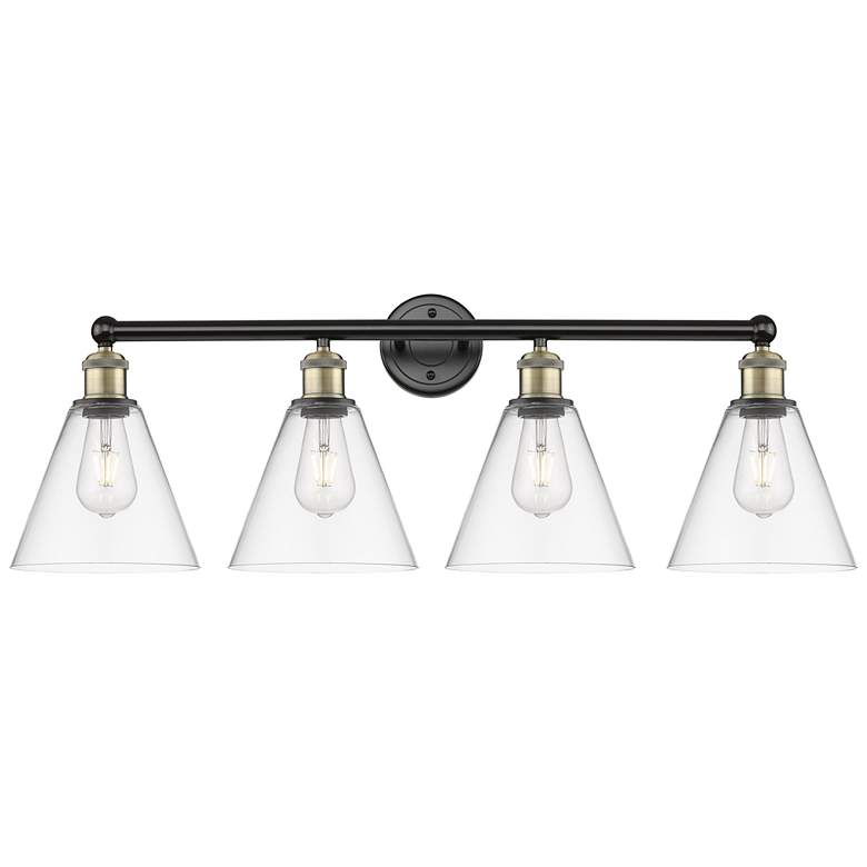Image 1 Berkshire 35"W 4 Light Black Antique Brass Bath Light With Clear Shade