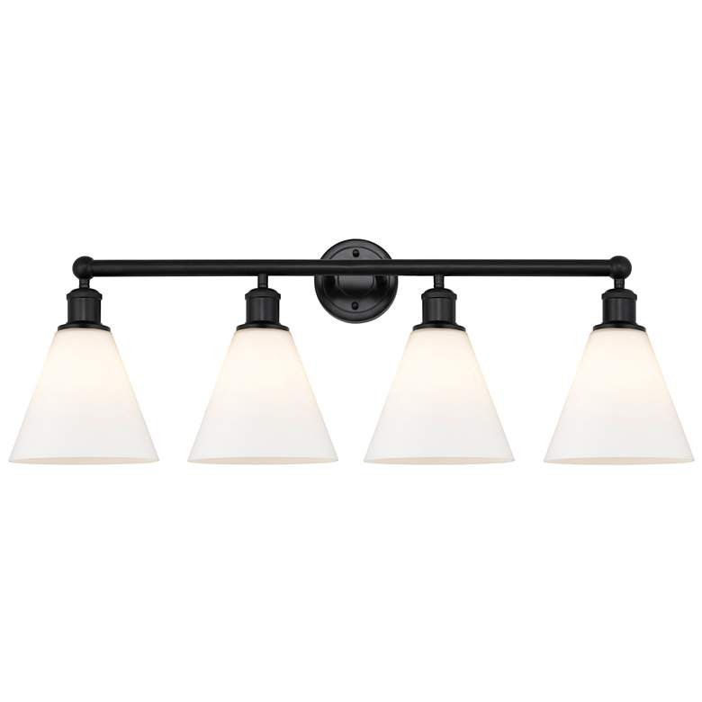 Image 1 Berkshire 35"W 4 Light Matte Black Bath Vanity Light With Matte White
