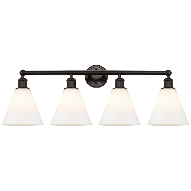 Image 1 Berkshire 35"W 4 Light Oil Rubbed Bronze Bath Vanity Light With White
