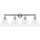 Berkshire 35"W 4 Light Polished Chrome Bath Vanity Light With Clear Sh
