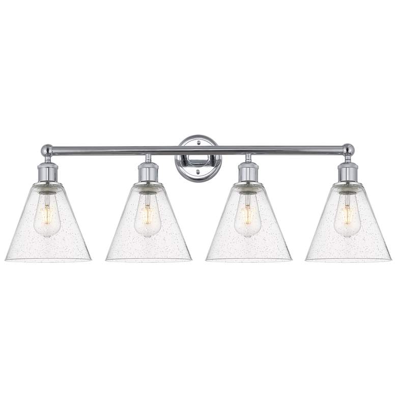 Image 1 Berkshire 35"W 4 Light Polished Chrome Bath Vanity Light With Seedy Sh