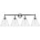 Berkshire 35"W 4 Light Polished Chrome Bath Vanity Light With Seedy Sh